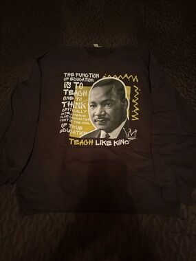 Graphic Black Sweatshirt with Yellow & White Print